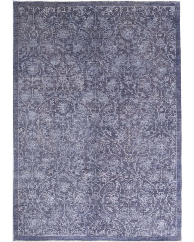 Overdye 6' 7" X 9' 7" Hand Knotted Wool & Bamboo Silk Rug 6' 7" X 9' 7" (201 X 292) / Blue / Wool & Bamboo Silk