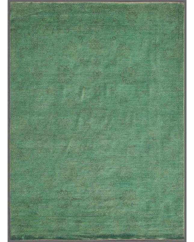Overdye 8' 2" X 11' 4" Hand Knotted Wool Rug 8' 2" X 11' 4" (249 X 345) / Green / Wool