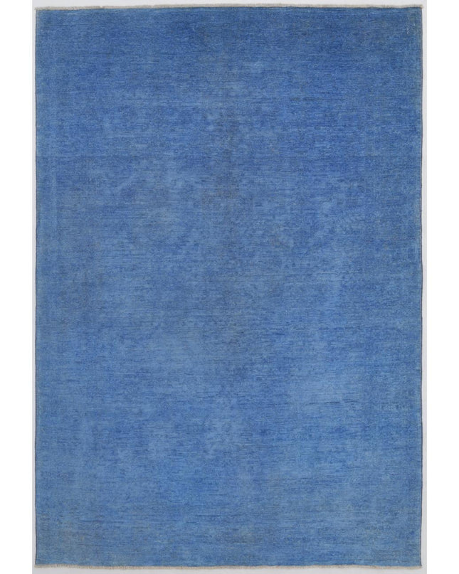 Overdye 5' 2" X 7' 8" Hand Knotted Wool Rug 5' 2" X 7' 8" (158 X 234) / Blue / Wool