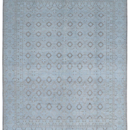 Overdye 7' 9" X 9' 9" Hand Knotted Wool Rug 7' 9" X 9' 9" (236 X 297) / Teal / Wool