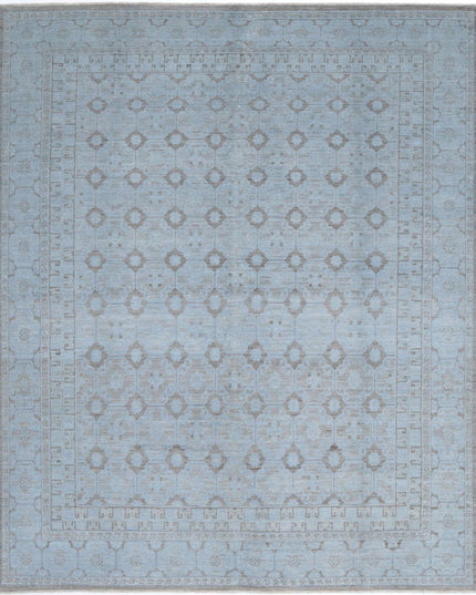 Overdye 7' 9" X 9' 9" Hand Knotted Wool Rug 7' 9" X 9' 9" (236 X 297) / Teal / Wool