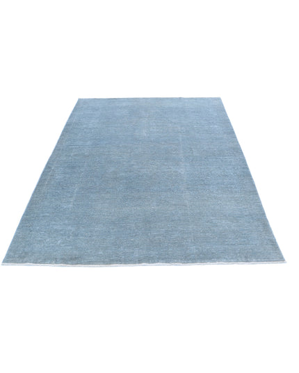 Overdye 5' 2" X 6' 11" Hand Knotted Wool Rug 5' 2" X 6' 11" (158 X 211) / Blue / Wool