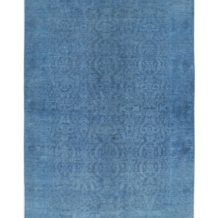 Overdye 5' 11" X 9' 2" Hand Knotted Wool Rug 5' 11" X 9' 2" (180 X 280) / Blue / Wool
