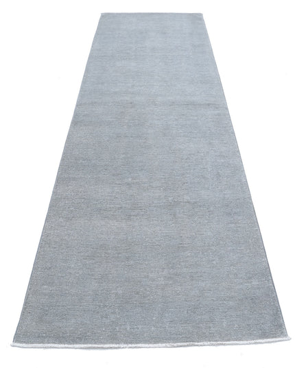 Overdye 3' 2" X 10' 7" Hand Knotted Wool Rug 3' 2" X 10' 7" (97 X 322) / Grey / Wool