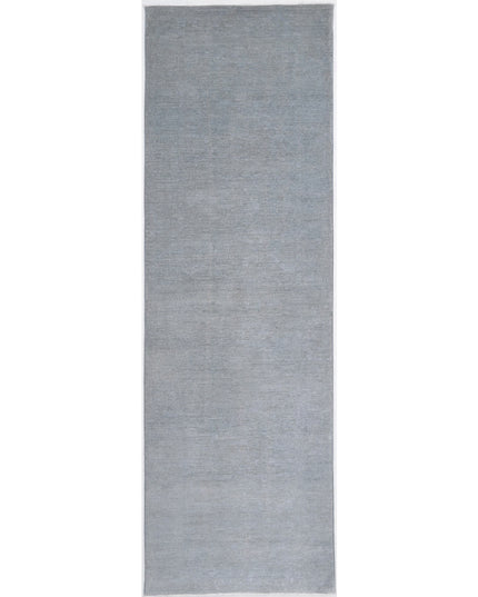 Overdye 3' 2" X 10' 7" Hand Knotted Wool Rug 3' 2" X 10' 7" (97 X 322) / Grey / Wool