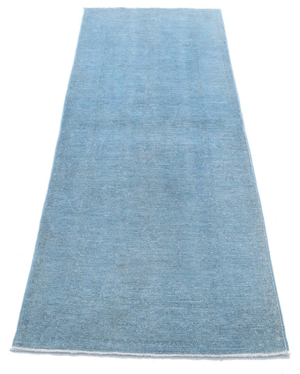 Overdye 2' 4" X 6' 9" Hand Knotted Wool Rug 2' 4" X 6' 9" (71 X 206) / Teal / Wool