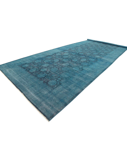 Overdye 9' 9" X 25' 0" Hand Knotted Wool Rug 9' 9" X 25' 0" (297 X 762) / Teal / Wool