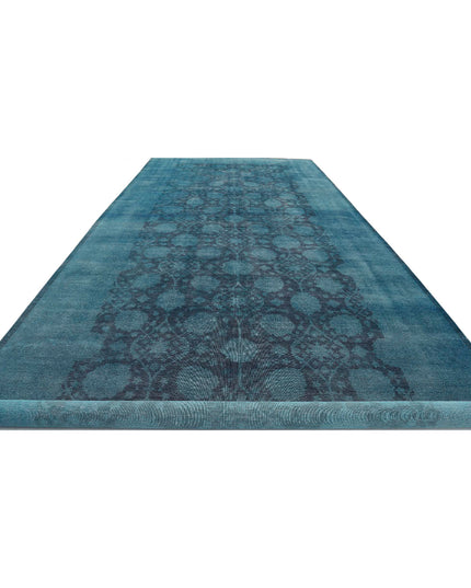 Overdye 9' 9" X 25' 0" Hand Knotted Wool Rug 9' 9" X 25' 0" (297 X 762) / Teal / Wool
