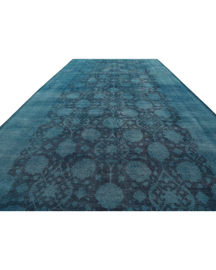 Overdye 9' 9" X 25' 0" Hand Knotted Wool Rug 9' 9" X 25' 0" (297 X 762) / Teal / Wool