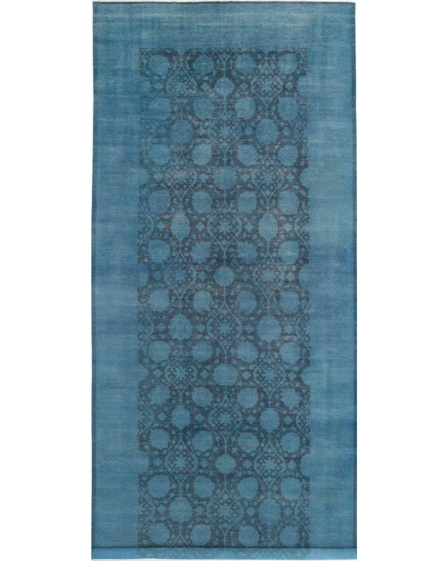 Overdye 9' 9" X 25' 0" Hand Knotted Wool Rug 9' 9" X 25' 0" (297 X 762) / Teal / Wool