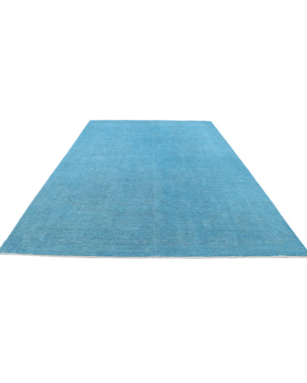 Overdye 8' 4" X 11' 9" Hand Knotted Wool Rug 8' 4" X 11' 9" (254 X 358) / Teal / Wool