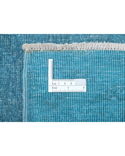 Overdye 8' 4" X 11' 9" Hand Knotted Wool Rug 8' 4" X 11' 9" (254 X 358) / Teal / Wool