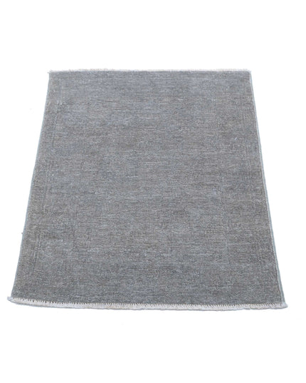 Overdye 2' 1" X 2' 9" Hand Knotted Wool Rug 2' 1" X 2' 9" (63 X 84) / Grey / Wool