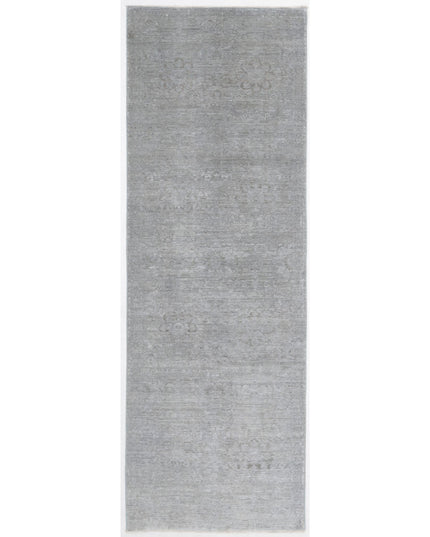 Overdye 3' 2" X 9' 4" Hand Knotted Wool Rug 3' 2" X 9' 4" (97 X 284) / Grey / Wool