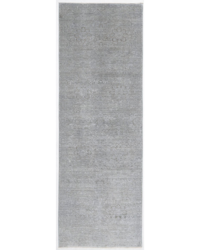 Overdye 3' 2" X 9' 4" Hand Knotted Wool Rug 3' 2" X 9' 4" (97 X 284) / Grey / Wool