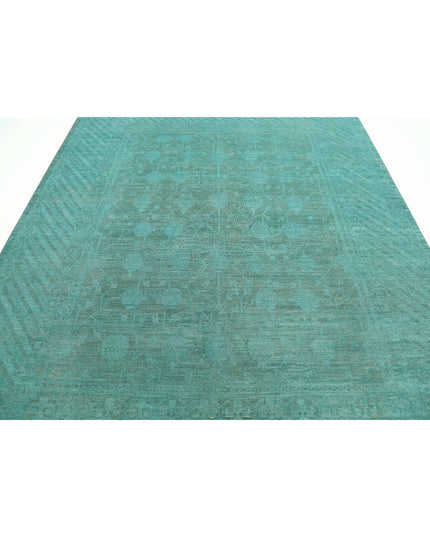 Overdye 7' 9" X 9' 4" Hand Knotted Wool Rug 7' 9" X 9' 4" (236 X 284) / Teal / Wool