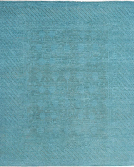 Overdye 7' 9" X 9' 4" Hand Knotted Wool Rug 7' 9" X 9' 4" (236 X 284) / Teal / Wool