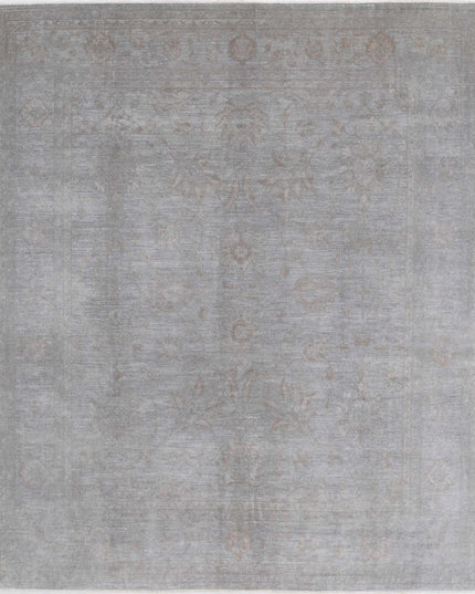 Overdye 7' 10" X 9' 6" Hand Knotted Wool Rug 7' 10" X 9' 6" (239 X 290) / Grey / Wool