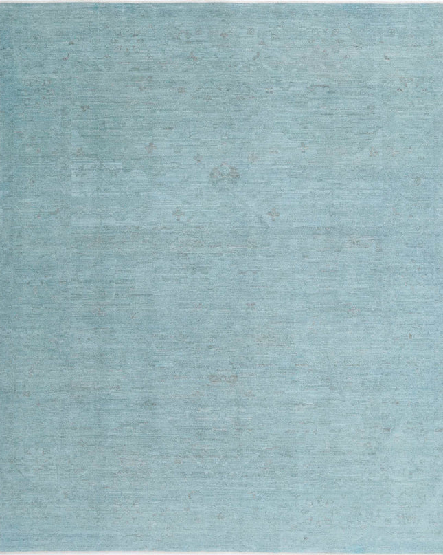 Overdye 8' 0" X 9' 9" Hand Knotted Wool Rug 8' 0" X 9' 9" (244 X 297) / Teal / Wool