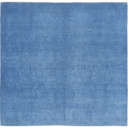 Overdye 7' 8" X 7' 4" Hand Knotted Wool Rug 7' 8" X 7' 4" (234 X 223) / Blue / Wool