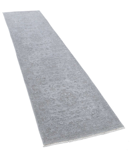 Overdye 2' 6" X 9' 7" Hand Knotted Wool Rug 2' 6" X 9' 7" (76 X 292) / Grey / Wool