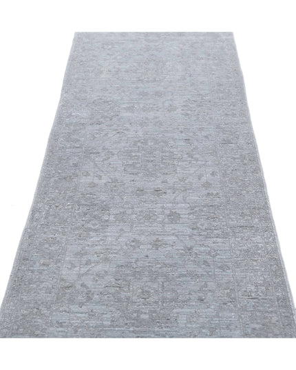 Overdye 2' 6" X 9' 7" Hand Knotted Wool Rug 2' 6" X 9' 7" (76 X 292) / Grey / Wool