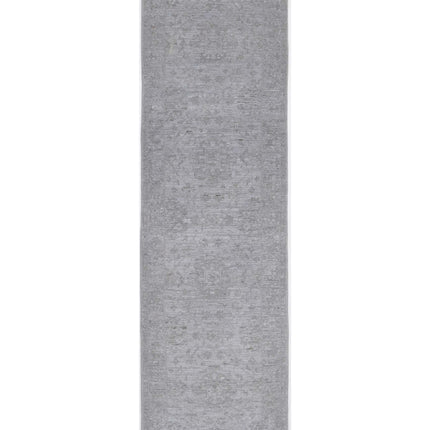 Overdye 2' 6" X 9' 7" Hand Knotted Wool Rug 2' 6" X 9' 7" (76 X 292) / Grey / Wool