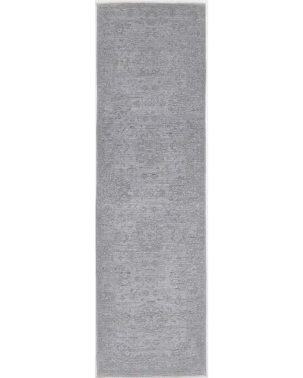 Overdye 2' 6" X 9' 7" Hand Knotted Wool Rug 2' 6" X 9' 7" (76 X 292) / Grey / Wool