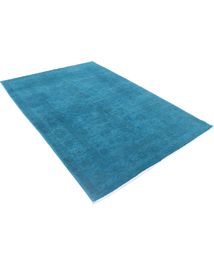 Overdye 5' 5" X 7' 6" Hand Knotted Wool Rug 5' 5" X 7' 6" (165 X 229) / Teal / Wool
