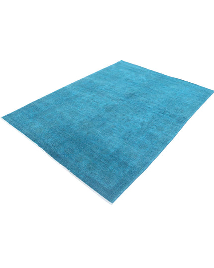 Overdye 5' 5" X 7' 6" Hand Knotted Wool Rug 5' 5" X 7' 6" (165 X 229) / Teal / Wool