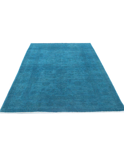 Overdye 5' 5" X 7' 6" Hand Knotted Wool Rug 5' 5" X 7' 6" (165 X 229) / Teal / Wool