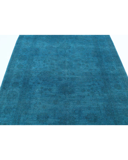 Overdye 5' 5" X 7' 6" Hand Knotted Wool Rug 5' 5" X 7' 6" (165 X 229) / Teal / Wool