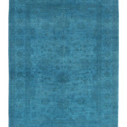 Overdye 5' 5" X 7' 6" Hand Knotted Wool Rug 5' 5" X 7' 6" (165 X 229) / Teal / Wool