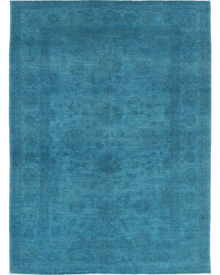 Overdye 5' 5" X 7' 6" Hand Knotted Wool Rug 5' 5" X 7' 6" (165 X 229) / Teal / Wool