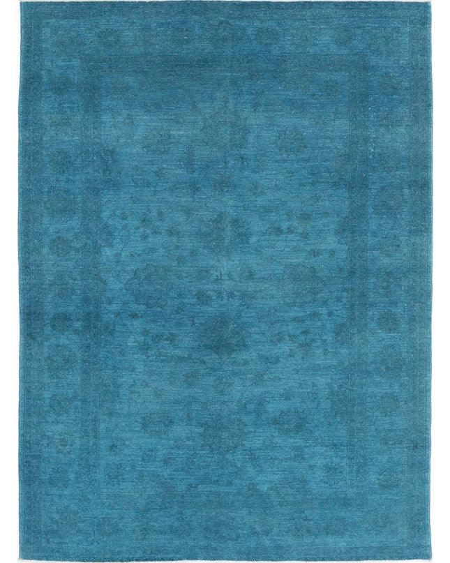 Overdye 5' 5" X 7' 6" Hand Knotted Wool Rug 5' 5" X 7' 6" (165 X 229) / Teal / Wool