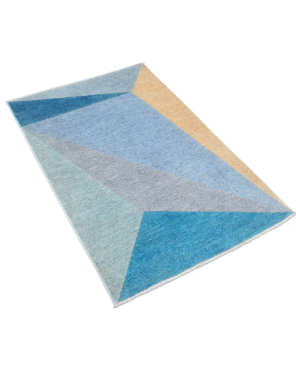 Overdye 2' 10" X 4' 3" Hand Knotted Wool Rug 2' 10" X 4' 3" (86 X 130) / Blue / Wool