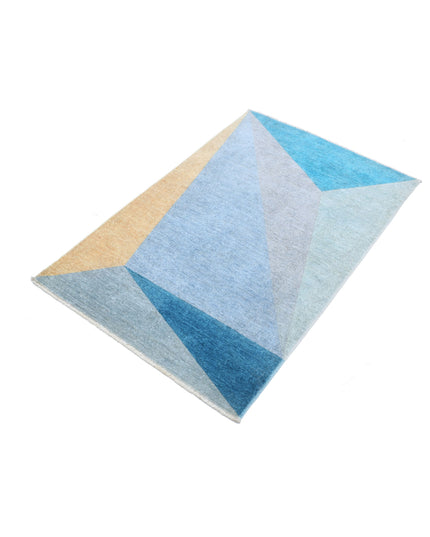 Overdye 2' 10" X 4' 3" Hand Knotted Wool Rug 2' 10" X 4' 3" (86 X 130) / Blue / Wool