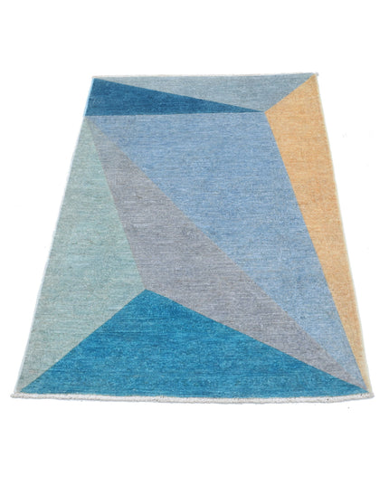 Overdye 2' 10" X 4' 3" Hand Knotted Wool Rug 2' 10" X 4' 3" (86 X 130) / Blue / Wool
