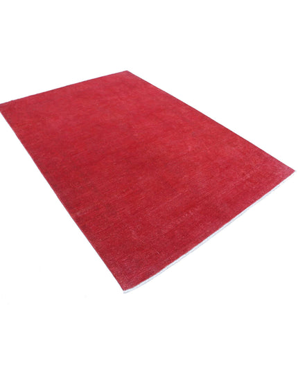 Overdye 5' 5" X 7' 7" Hand Knotted Wool Rug 5' 5" X 7' 7" (165 X 231) / Red / Wool