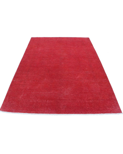 Overdye 5' 5" X 7' 7" Hand Knotted Wool Rug 5' 5" X 7' 7" (165 X 231) / Red / Wool