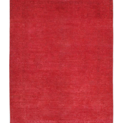 Overdye 5' 5" X 7' 7" Hand Knotted Wool Rug 5' 5" X 7' 7" (165 X 231) / Red / Wool