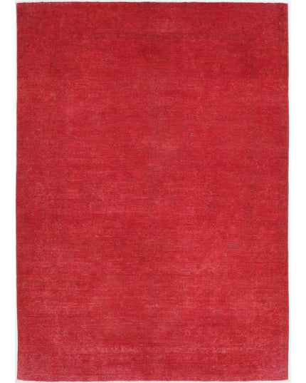 Overdye 5' 5" X 7' 7" Hand Knotted Wool Rug 5' 5" X 7' 7" (165 X 231) / Red / Wool