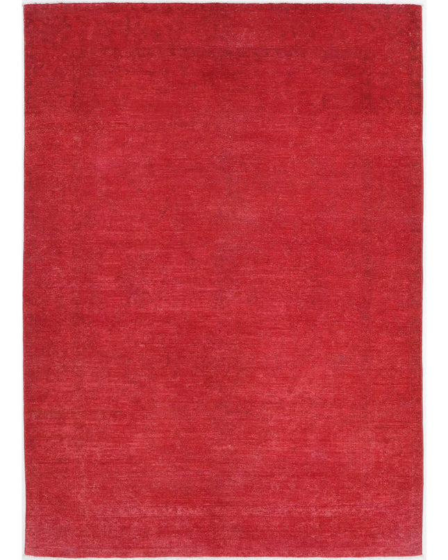 Overdye 5' 5" X 7' 7" Hand Knotted Wool Rug 5' 5" X 7' 7" (165 X 231) / Red / Wool