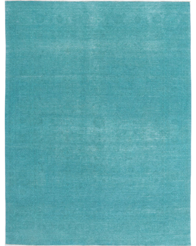 Overdye 9' 1" X 12' 0" Hand Knotted Wool Rug 9' 1" X 12' 0" (277 X 366) / Green / Wool
