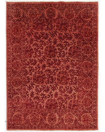 Overdye 4' 8" X 6' 8" Hand Knotted Wool Rug 4' 8" X 6' 8" (142 X 203) / Red / Wool