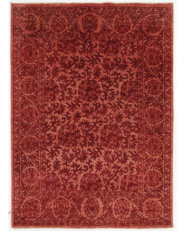 Overdye 4' 8" X 6' 8" Hand Knotted Wool Rug 4' 8" X 6' 8" (142 X 203) / Red / Wool