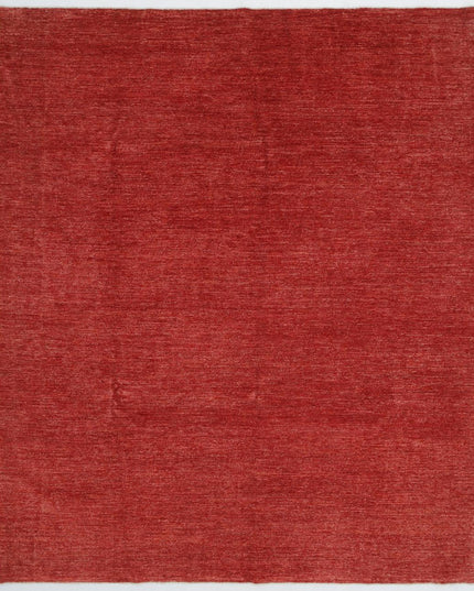 Overdye 8' 1" X 9' 7" Hand Knotted Wool Rug 8' 1" X 9' 7" (246 X 292) / Red / Wool