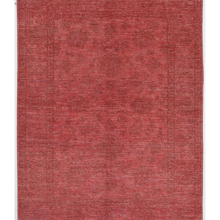 Overdye 5' 8" X 7' 8" Hand Knotted Wool Rug 5' 8" X 7' 8" (173 X 234) / Red / Wool