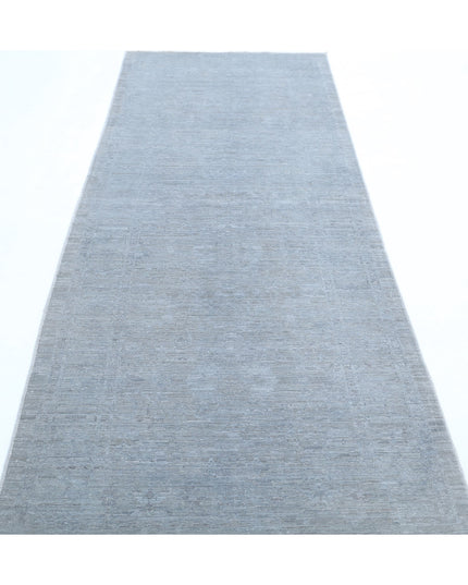 Overdye 3' 2" X 9' 11" Hand Knotted Wool Rug 3' 2" X 9' 11" (97 X 302) / Grey / Wool