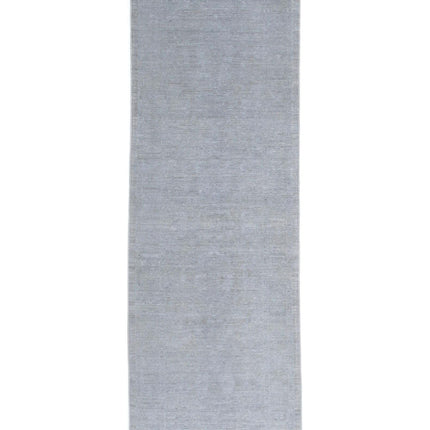 Overdye 3' 2" X 9' 11" Hand Knotted Wool Rug 3' 2" X 9' 11" (97 X 302) / Grey / Wool